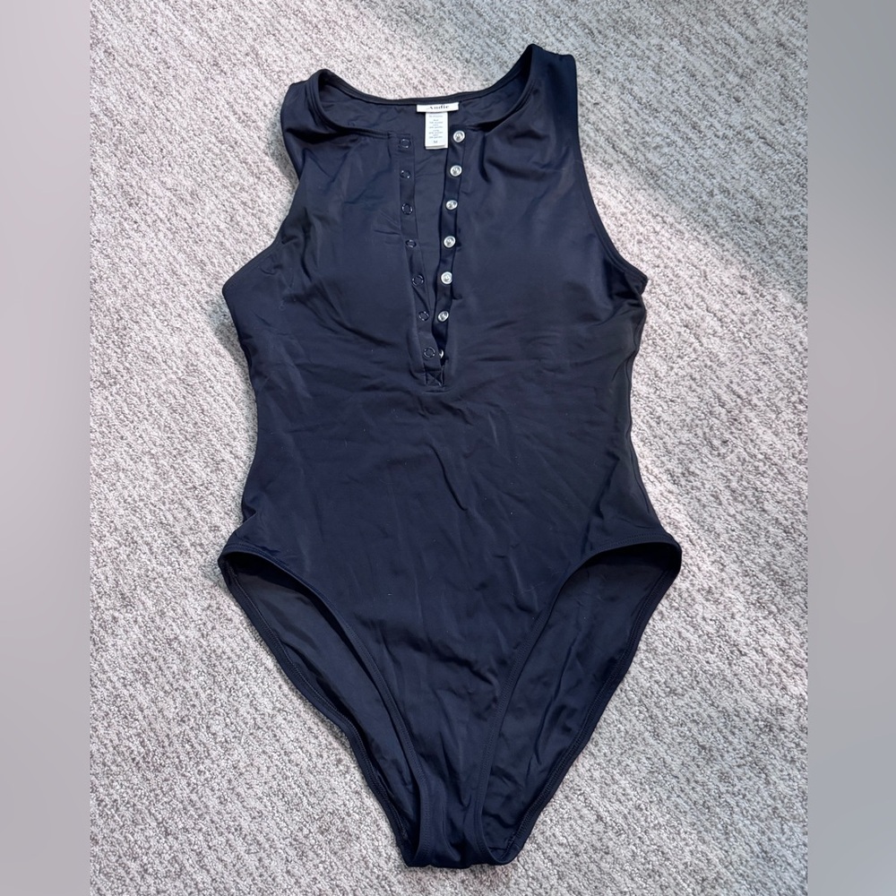 Black Sleeveless Button-Up swimsuit